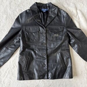 J. Crew Classic Black Leather Jacket Size S